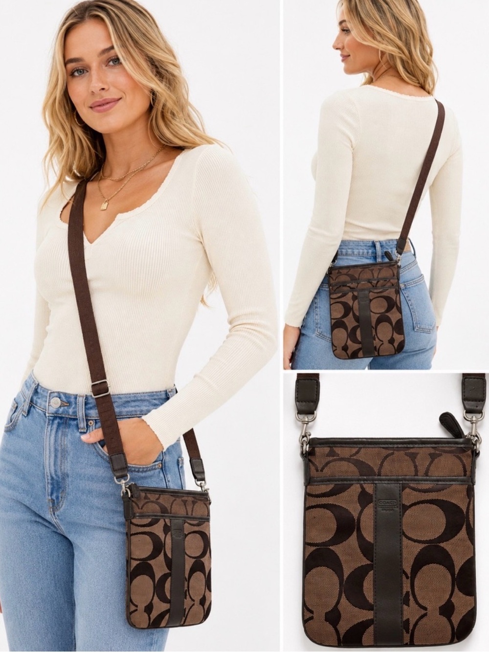 Coach Brown Signature Crossbody Bag